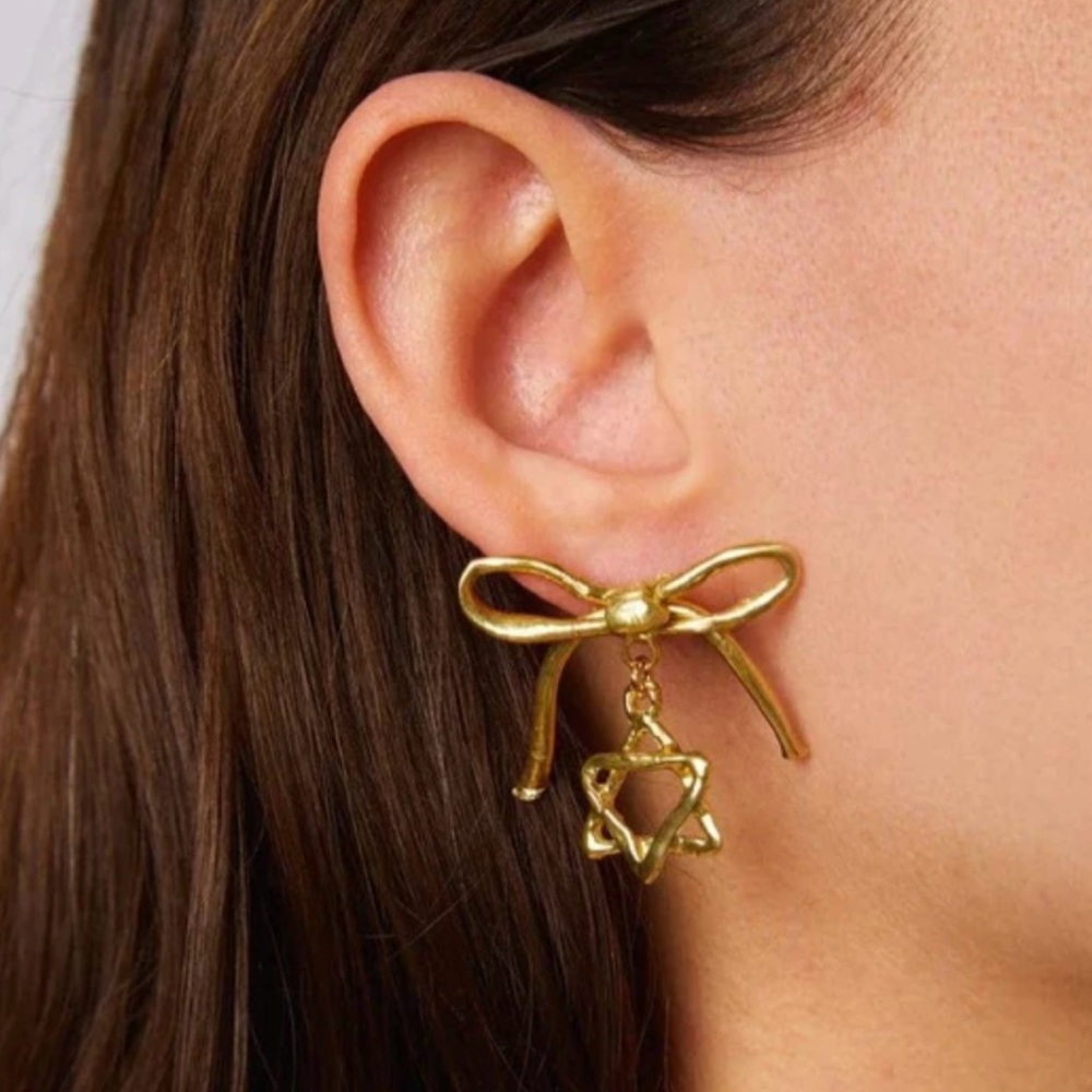 Susan Alexandra Gold Bow Earrings